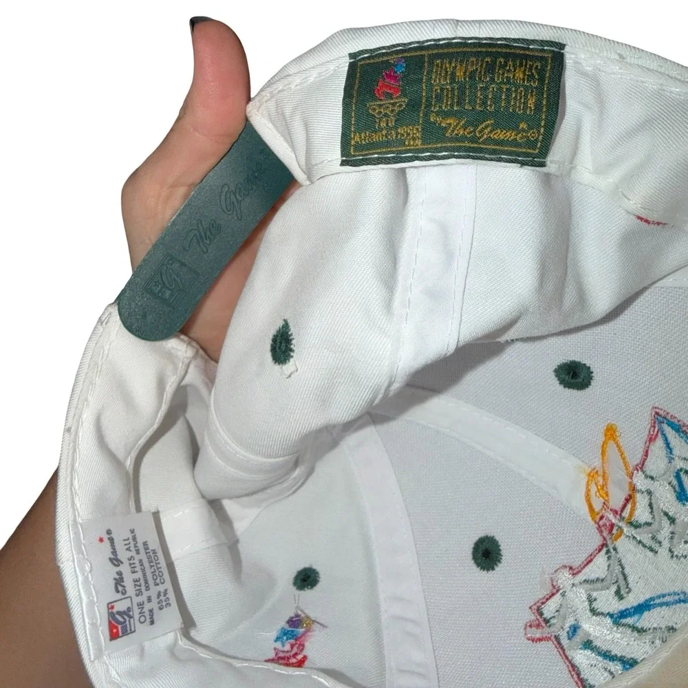 Vintage 1996 Atlanta Olympics Games Torch Relay The Game Snapback Hat Cap White